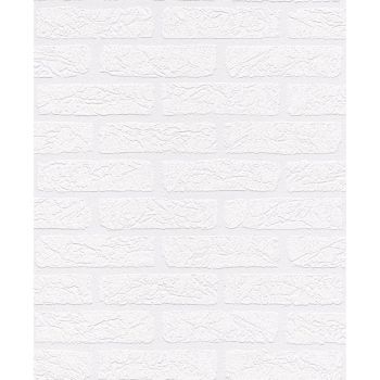 Tapet hartie Rasch Aqua Relief,2014, alb, aspect caramida, 10 x 0.53 m ieftin