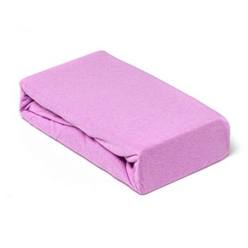 Husa saltea Jersey lila, cu elastic, bumbac 100%, 160 x 200 cm ieftina