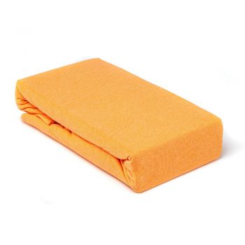 Husa saltea Jersey orange, cu elastic, bumbac 100%, 180 x 200 cm ieftina