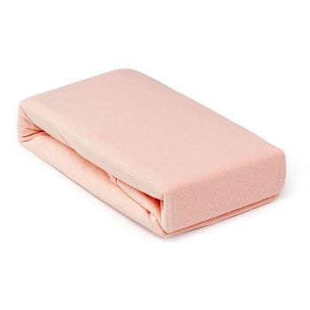 Husa saltea Jersey roz, cu elastic, bumbac 100%, 160 x 200 cm ieftina