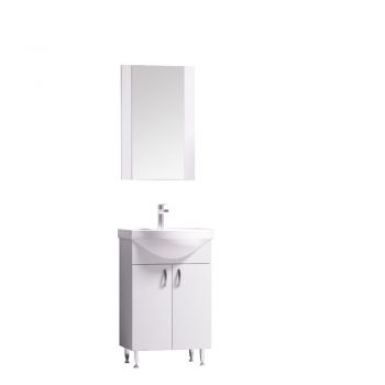 Set mobilier baie Badenmob Eco 55, masca + lavoar + oglinda, alb
