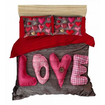 Lenjerie de pat roșu din satin pentru pat dublu-extinsă 200x220 cm – Mijolnir
