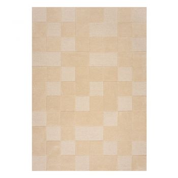 Covor din lână bej 170x120 cm Checkerboard - Flair Rugs
