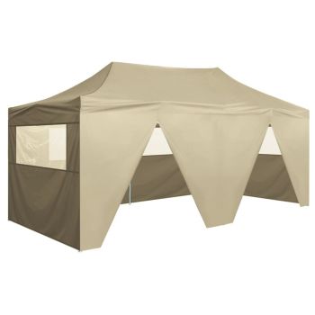 42509 Foldable Tent Pop-Up with 4 Side Walls 3x6 m Cream White