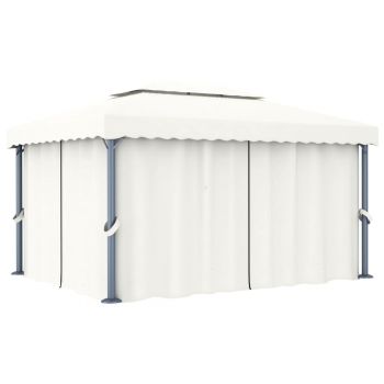 Pavilion cu perdea alb crem 4 x 3 m aluminiu