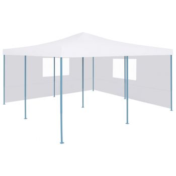 Pavilion pliabil cu 2 pereți laterali alb 5 x 5 m