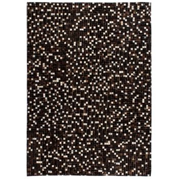 Covor piele naturală mozaic 120x170 cm pătrate negru/alb