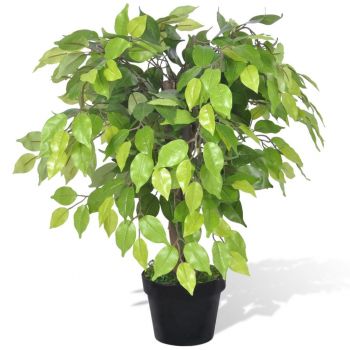 Ficus pitic artificial cu aspect natural și ghiveci 60 cm