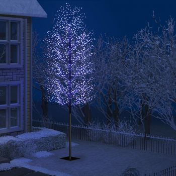Pom Crăciun 2000 LED-uri lumină albastră flori de cireș 500 cm