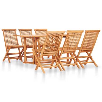 Set mobilier de exterior pliabil 7 piese lemn masiv de tec