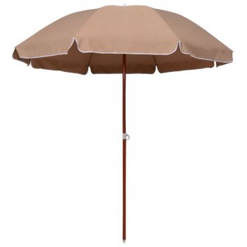 Umbrelă de soare cu stâlp din oțel gri taupe 240 cm