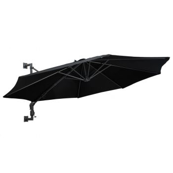 Umbrelă de soare de perete cu stâlp metalic negru 300 cm
