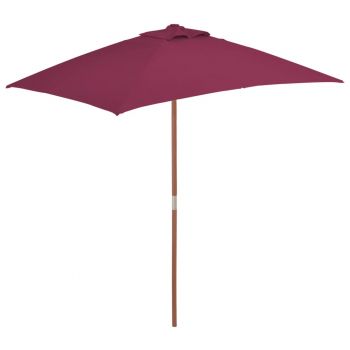 Umbrelă de soare de exterior stâlp lemn 150x200 cm roșu bordo