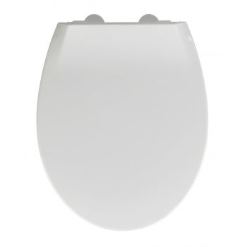 Capac de toaleta cu sistem automat de coborare, Wenko, Syros, 37 x 44 cm, termoplastic, alb