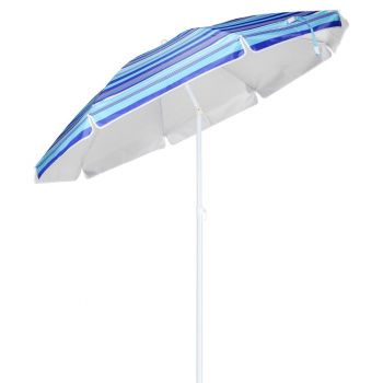 HI Umbrelă de plajă albastru cu dungi 200 cm