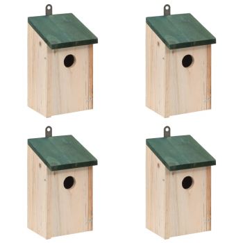 Căsuțe de păsări 4 buc. 12 x 12 x 22 cm lemn
