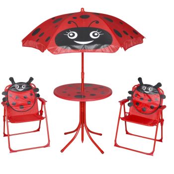 Set bistro pentru copii de grădină cu umbrelă 3 piese roșu