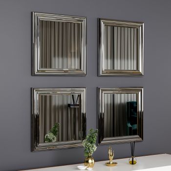 Set oglinzi (4 bucăți) Loza - Silver, Argint, 3x40x40 cm