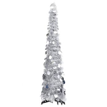 Brad de Crăciun artificial tip pop-up argintiu 120 cm PET