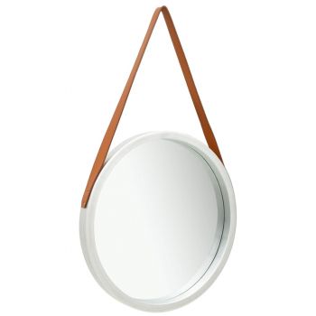 Oglindă de perete cu o curea 50 cm argintiu