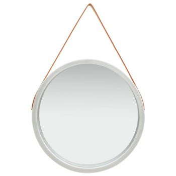 Oglindă de perete cu o curea 60 cm argintiu