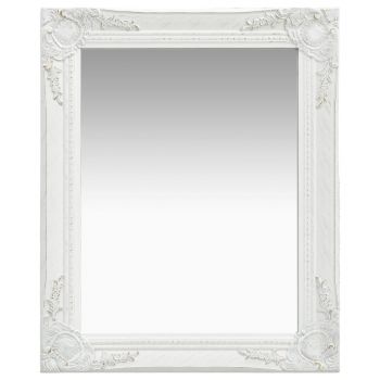 Oglindă de perete in stil baroc alb 50 x 60 cm