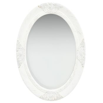 Oglindă de perete in stil baroc alb 50 x 70 cm