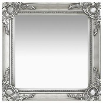 Oglindă de perete in stil baroc argintiu 50 x 50 cm