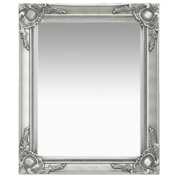 Oglindă de perete in stil baroc argintiu 50 x 60 cm