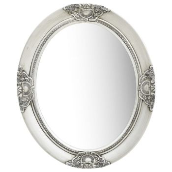 Oglindă de perete in stil baroc argintiu 50 x 60 cm