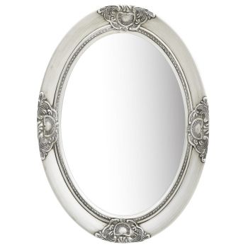 Oglindă de perete in stil baroc argintiu 50 x 70 cm