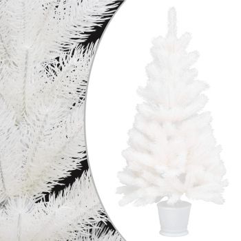 Pom de Crăciun artificial ace cu aspect natural alb 65 cm