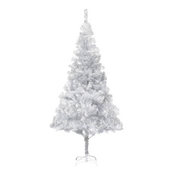 Pom de Crăciun artificial cu suport argintiu 180 cm PET