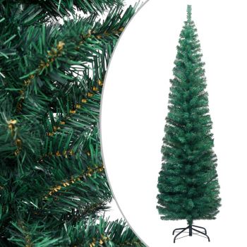 Pom de Crăciun artificial subțire cu suport verde 240 cm PVC