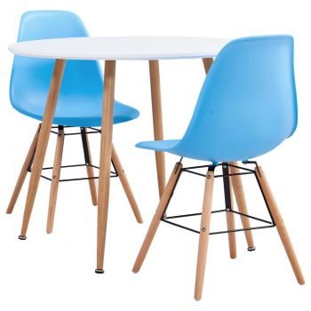 Set de mobilier bucătărie 3 piese albastru material plastic