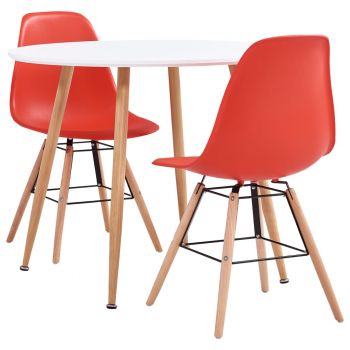 Set de mobilier bucătărie 3 piese roșu material plastic