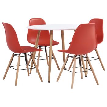 Set de mobilier bucătărie 5 piese roșu material plastic