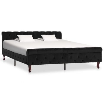 Cadru de pat negru 160 x 200 cm catifea