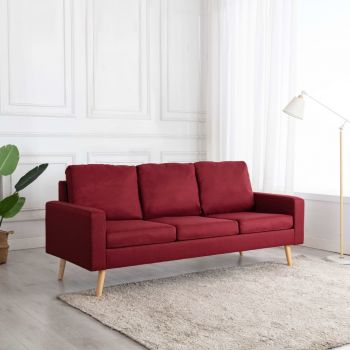 Canapea cu 3 locuri roșu vin material textil