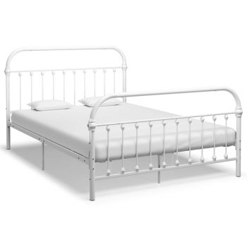 Cadru de pat alb 120 x 200 cm metal