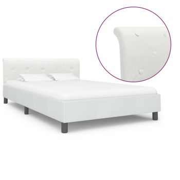 Cadru de pat alb 140 x 200 cm piele ecologică