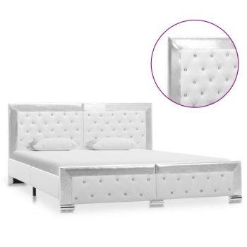 Cadru de pat alb 160 x 200 cm piele ecologică