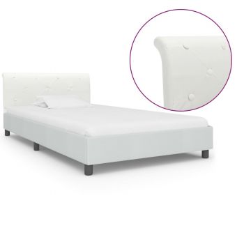Cadru de pat alb 90 x 200 cm piele ecologică