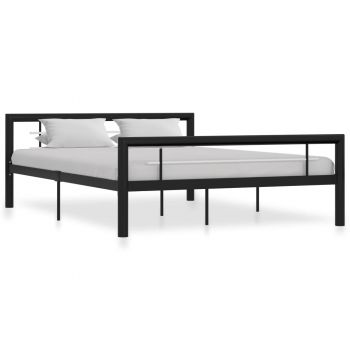 Cadru de pat negru și alb 140 x 200 cm metal