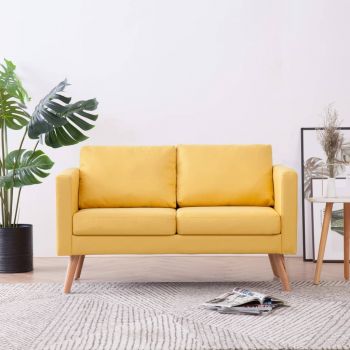 Canapea cu 2 locuri galben material textil