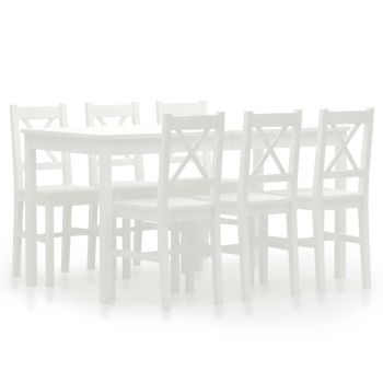 Set mobilier de bucătărie 7 piese alb lemn de pin