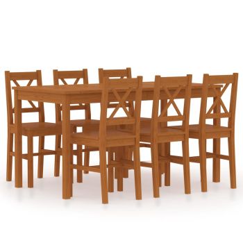 Set mobilier de bucătărie 7 piese maro miere lemn de pin