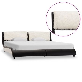 Cadru de pat negru și alb 180 x 200 cm piele ecologică