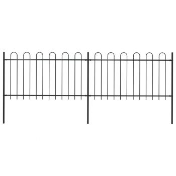 Gard de grădină cu vârf curbat negru 34 x 1 m oțel