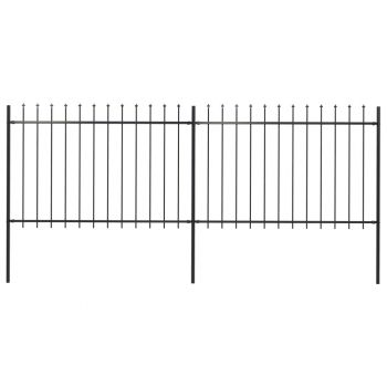 Gard de grădină cu vârf suliță negru 34 x 12 m oțel